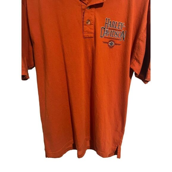 Harley Davidson Sturgis Collard Polo T-Shirt Orange Made In USA Mens Size Large - Picture 5 of 9